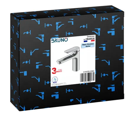 BRUNO μπαταρία νιπτήρα M11570-235C, αναμεικτική, ασημί