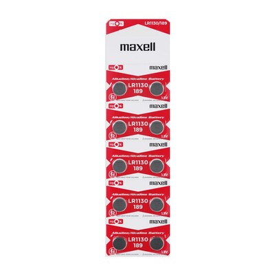 Buttoncell Maxell LR1130 AG10 LR54 389 390 Τεμ. 10 με Διάτρητη Συσκευασία
