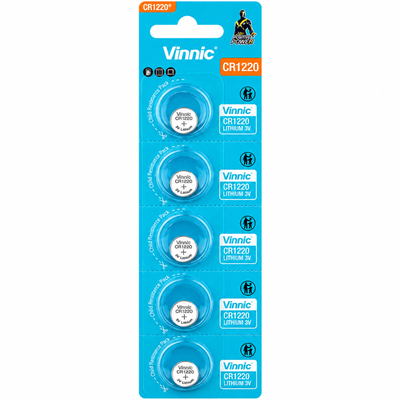 Buttoncell Vinnic CR1220 Τεμ. 5 με Διάτρητη Συσκευασία
