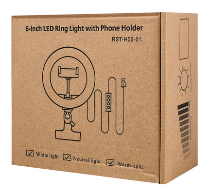 CABLETIME φωτιστικό δαχτυλίδι LED CT-LRL6-PB με μίνι τρίποδα & σφιγκτήρα, βάση smartphone, Φ16cm