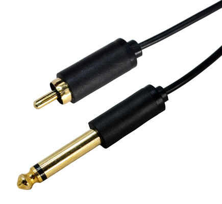 CABLETIME καλώδιο ήχου 6.35mm σε RCA AV323-11RCAG, 1.8m, μαύρο