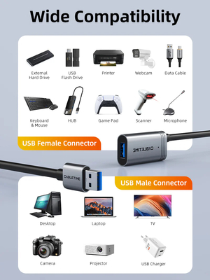 CABLETIME καλώδιο προέκτασης USB CT-AMAFA3, active, 5Gbps, 5m, μαύρο