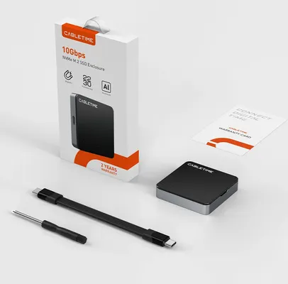 CABLETIME θήκη για M.2 NVME SSD CT-SSD04-AG, μαγνητική, 10Gbps, γκρι