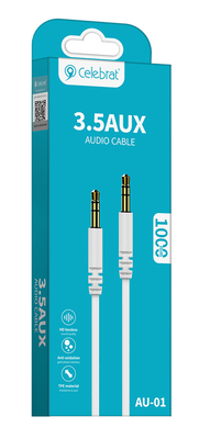 CELEBRAT καλώδιο ήχου 3.5mm AU-01, AUX, 1m, λευκό