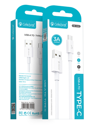 CELEBRAT καλώδιο USB-C σε USB CB-24C, 3A, 1.2m, λευκό