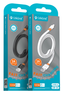 CELEBRAT καλώδιο USB-C σε USB CB-33C, flat, 3A, 1m, μαύρο