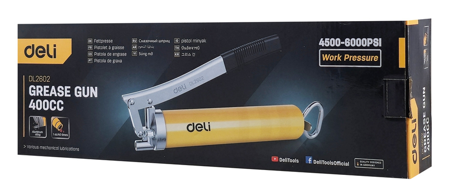 DELI γρασαδόρος χειρός DL2602 με εύκαμπτο σωλήνα, 400cc, 4500-6000psi