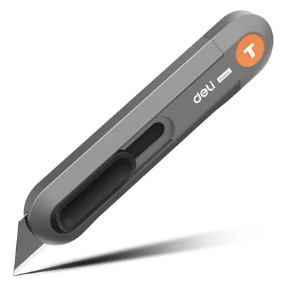 DELI κοπίδι HT4008C, άμεσο άνοιγμα/επαναφορά, πλαστικό, 19mm, γκρι/πορτοκαλί