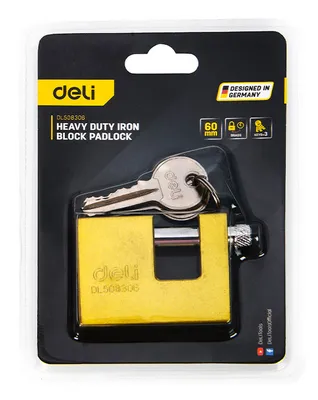 DELI λουκέτο τάκου με κλειδί DL508306, heavy duty, 60mm