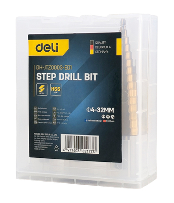 DELI σετ κωνικά τρυπάνια DH-JTZ0003-ED1 για μέταλλο, HSS 4241, 4-12/4-20/4-32mm, κυλινδρικό, 3τμχ