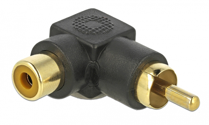 DELOCK αντάπτορας 66168 RCA αρσενικό σε RCA θηλυκό, γωνιακός, μαύρος