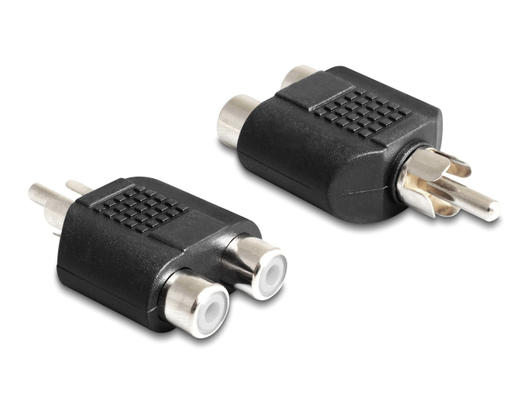 DELOCK αντάπτορας από 2x RCA θηλυκό σε 1x RCA αρσενικό 84499, μαύρος