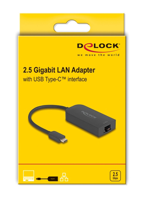 DELOCK αντάπτορας δικτύου 66046, USB-C, 2.5Gbps Ethernet, μαύρος