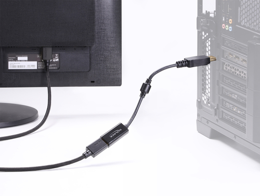 DELOCK αντάπτορας DisplayPort σε HDMI 63006, 4K/60Hz, active, μαύρος