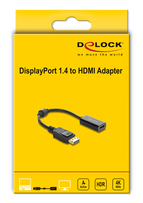 DELOCK αντάπτορας DisplayPort σε HDMI 63006, 4K/60Hz, active, μαύρος