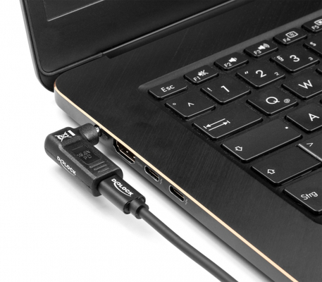 DELOCK αντάπτορας τροφοδοσίας 60012, USB-C σε IBM 7.9x5.5mm, 90°, μαύρος