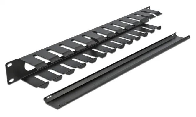 DELOCK cable management 66550 για rack 19"/1U, μεταλλικό, μαύρο