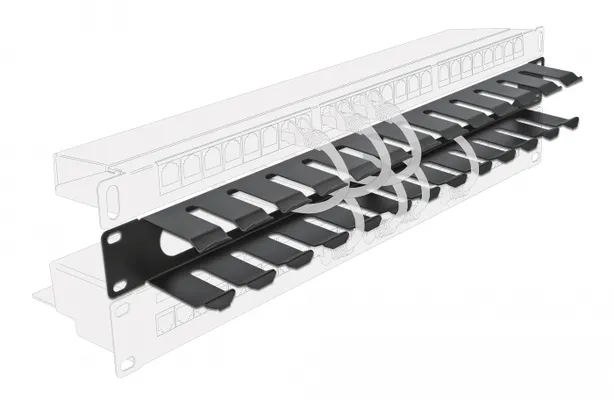 DELOCK cable management 66550 για rack 19"/1U, μεταλλικό, μαύρο