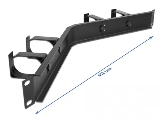 DELOCK cable management 66667, rack 19"/1U, 4x γάντζοι, γωνιακό, μαύρο