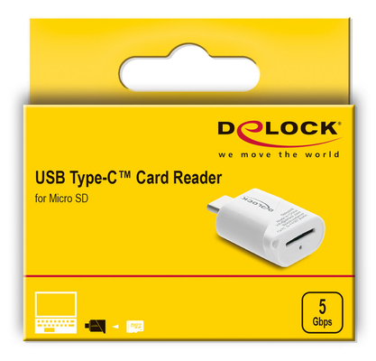 DELOCK card reader 91427 για micro SD, USB-C σύνδεση, 5Gbps, λευκό