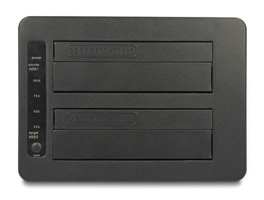 DELOCK docking station για 2.5" ή 3.5" SATA HDD/SSD 64183, 2 θέσεων, με card reader, 5Gbps, clone function, μαύρο