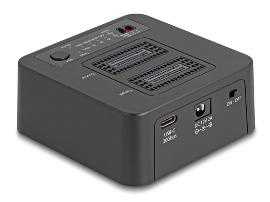 DELOCK docking station για M.2 NVMe SSD 64300, 2 θέσεων, 20Gbps, clone/erase function, μαύρο