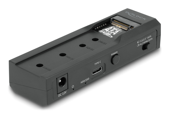 DELOCK docking station για M.2 NVMe/SATA ή 2.5"/3.5" SSD/HDD 64253, 10Gbps, μαύρο