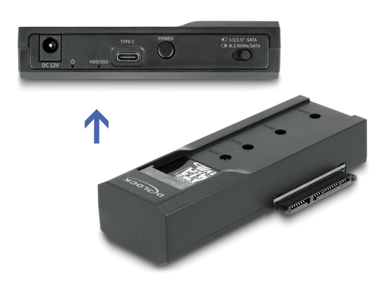 DELOCK docking station για M.2 NVMe/SATA ή 2.5"/3.5" SSD/HDD 64253, 10Gbps, μαύρο