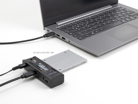 DELOCK docking station για M.2 NVMe/SATA ή 2.5"/3.5" SSD/HDD 64253, 10Gbps, μαύρο