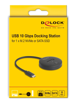 DELOCK docking station για M.2 NVMe/SATA SSD 64254, 10Gbps, μαύρο