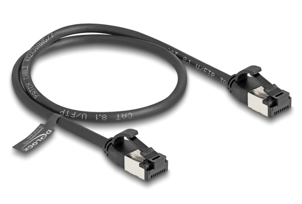 DELOCK καλώδιο δικτύου 80182, CAT 8.1 U/FTP, 40Gbps, εύκαμπτο, 0.50m, μαύρο