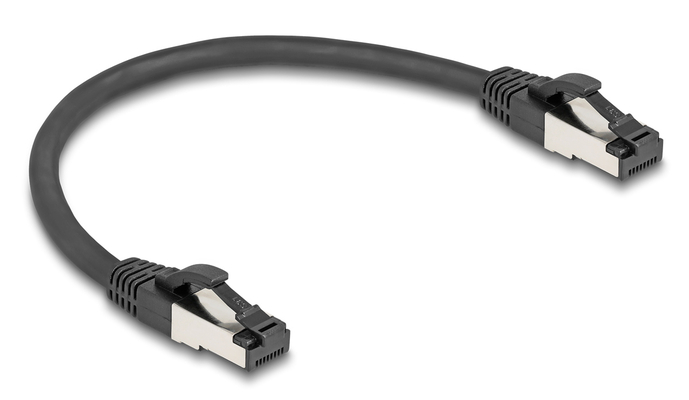 DELOCK καλώδιο δικτύου 80566, CAT 8.1 S/FTP, copper, 2000MHz, 0.25m, μαύρο