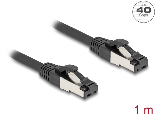 DELOCK καλώδιο δικτύου 80571, CAT 8.1 S/FTP, copper, 2000MHz, 1m, μαύρο