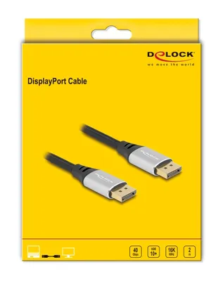 DELOCK καλώδιο DisplayPort 2.1 80634, 16K/60Hz, 40 Gbps, 2m, μαύρο