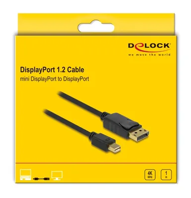 DELOCK καλώδιο mini DisplayPort σε DisplayPort 82698, 4K/60Hz, 21.6 Gbps, 1m, μαύρο