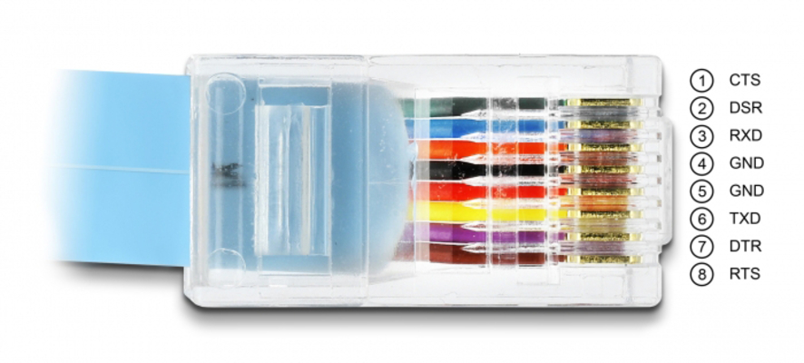 DELOCK καλώδιο serial RS-232 DB9 σε RJ45 63353, 1m, μπλε
