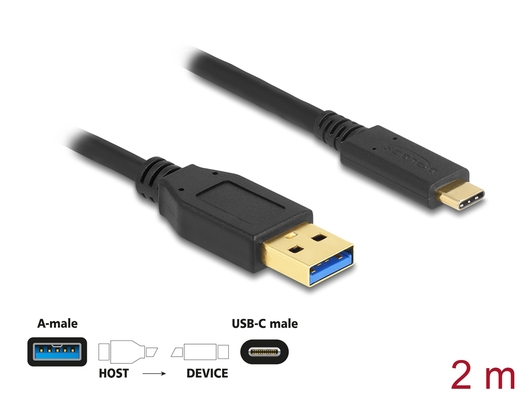 DELOCK καλώδιο USB-C σε USB 84004, 10Gbps, 2m, μαύρο