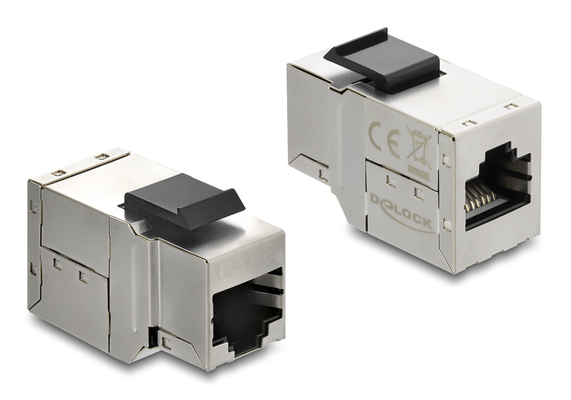DELOCK Keystone module RJ45 90835, θηλυκό σε θηλυκό, Cat 6A STP, ασημί
