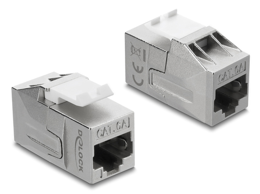 DELOCK Keystone module RJ45 91122, θηλυκό σε θηλυκό, Cat 6A STP, ασημί