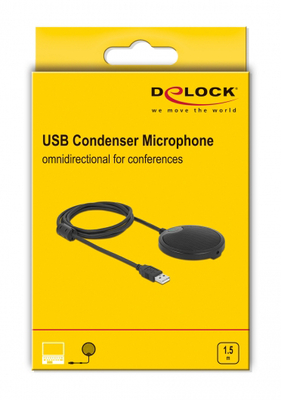 DELOCK μικρόφωνο 20672, πυκνωτικό, omnidirectional, με mute, USB