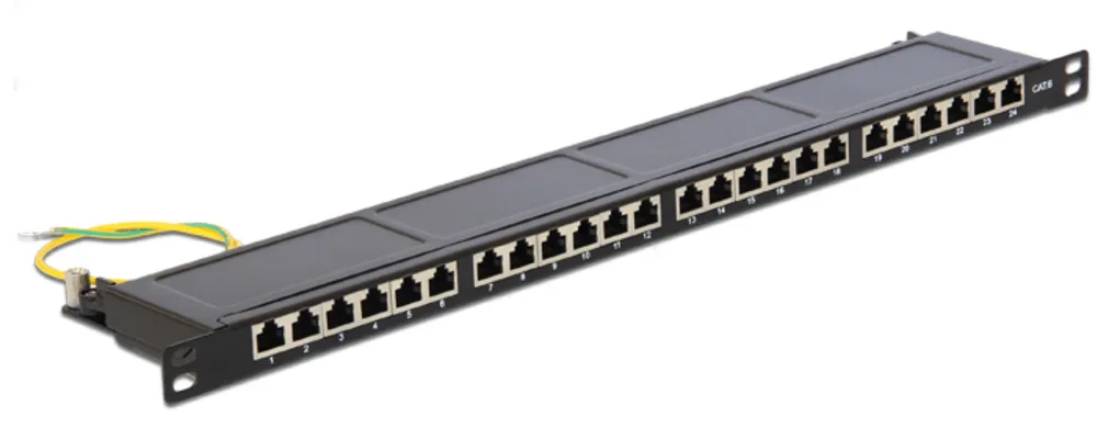 DELOCK patch panel 43316 για rack 19", 0.5U, 24 θυρών, CAT 6, μαύρο