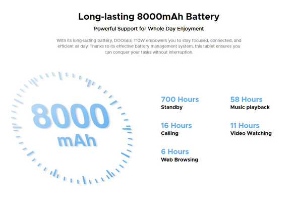 DOOGEE tablet T10W, 10.1", 4/128GB, 4G, Android 14, 8000mAh, μαύρο