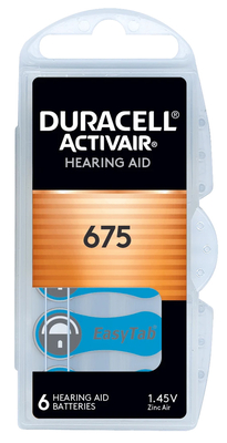 DURACELL μπαταρίες ακουστικών βαρηκοΐας Activair 675, 1.45V, 6τμχ