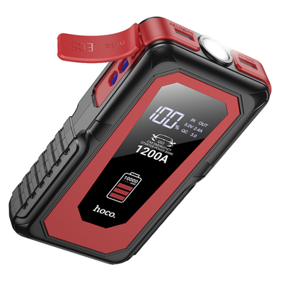 Εκκινητής Μπαταρίας Αυτοκινήτου Hoco QS3 Victory 1200A και Power Bank 10000mAh 18W 2xUSB-A με SOS Mode και Φακό Μαύρος