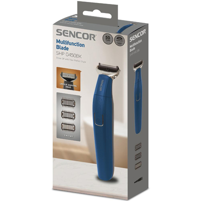 Επαναφορτιζόμενο Trimmer Sencor SHP 0450BK 500mAh με 3 Κεφαλές Διαφορετικού Μήκους Αθόρυβο Μοτέρ με Λεπίδες απο Ανοξείδωτο Ατσάλι Μπλε
