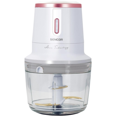 Επαναφορτιζόμενος Πολυκόπτης Multi 500ml Glass με Λεπίδες Τιτανίου 200W Sencor SCB 9000WH Λευκό/Ροζ