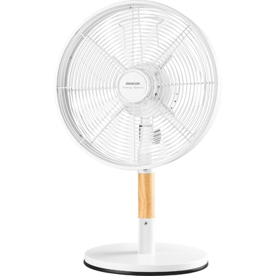 Επιτραπέζιος Ανεμιστήρας Sencor SFE 3080WH 35W Διαμέτρου 30cm με 3 Ταχύτητες και Μεταλλικό Σώμα με Φυσικό Ξύλο