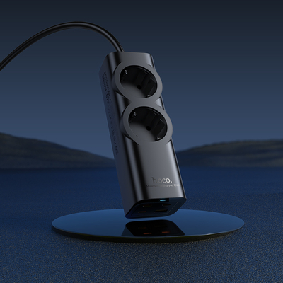 Επιτραπέζιος Φορτιστής Hoco NS10 Wisdom 4000W με 2xΣούκο + 3xUSB-C + 1xUSB-A PD65W με Καλώδιο 2m Μαύρος