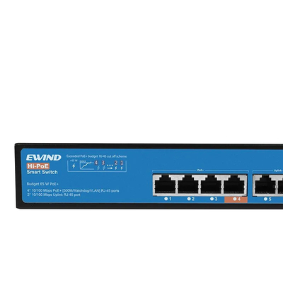 Ethernet Switch Ewind EW-S1606CF-AP 4x10/100Mbps + 2x100Mbps  RJ45 PoE
