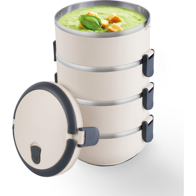 Φαγητοδοχείο Lunchbox 4 Επιπέδων Χωρητικότητας 2.4lt Lamart LT6024 Μπεζ